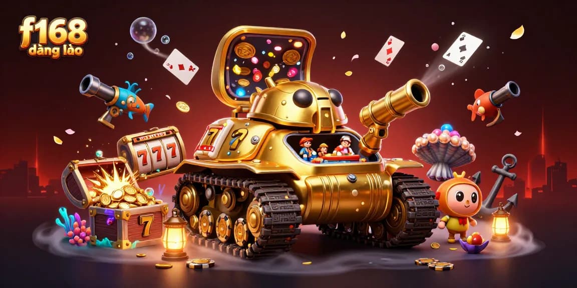 Experience the thrill of f168 đăng nhập with a 3D golden beetle tank casino filled with games and excitement.