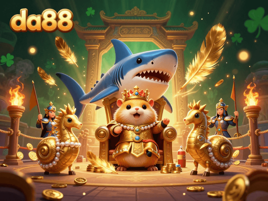 Engage with da88's thrilling gaming experience featuring a hamster king and royal sea creatures.