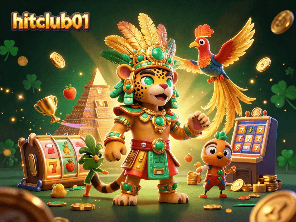 Engage with hitclub01's vibrant slot experience featuring dynamic game elements and the stunning Mayan priest.