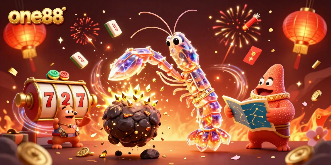 Experience thrilling gameplay with one88's dazzling rewards in a vibrant 3D casino scene.