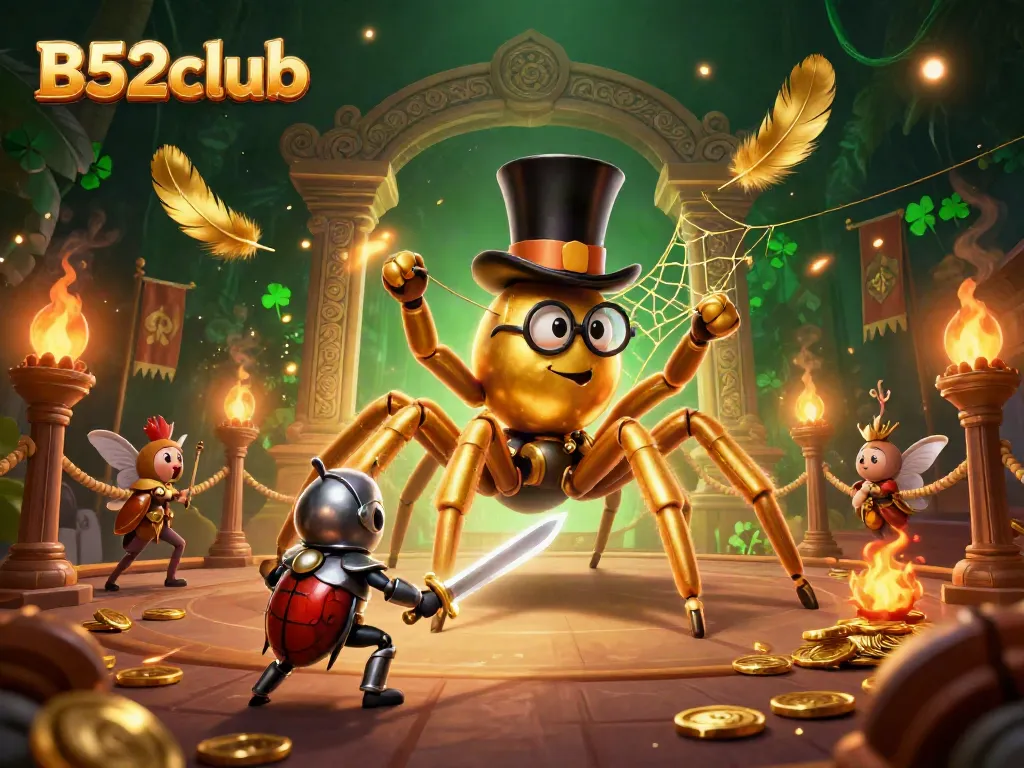Engage with B52club in a vibrant casino showdown featuring whimsical characters in a dynamic scene