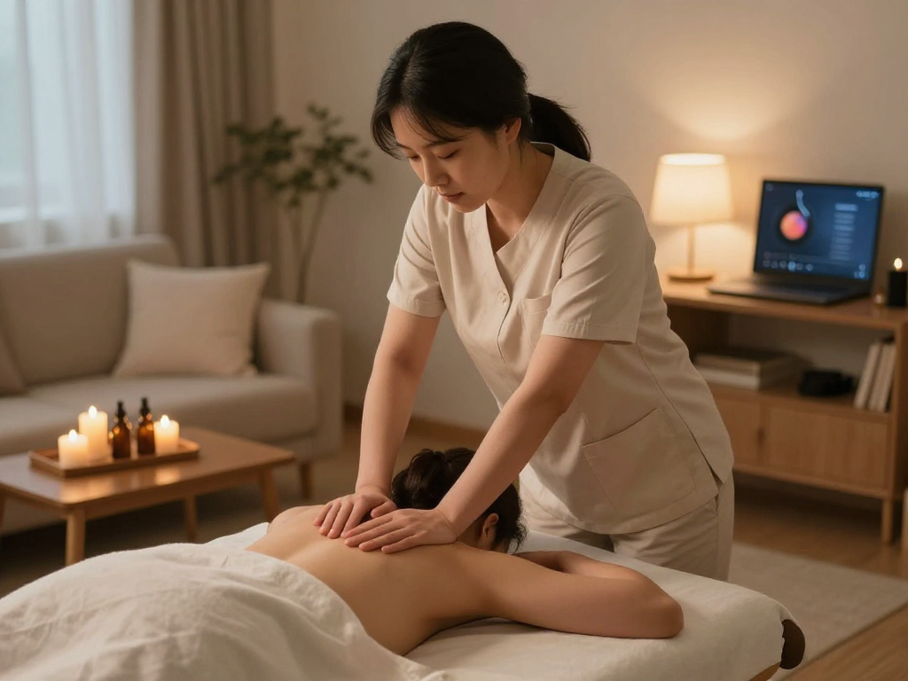 Experience premium 김포출장안마 with a professional therapist providing a soothing massage in a calming home environment.