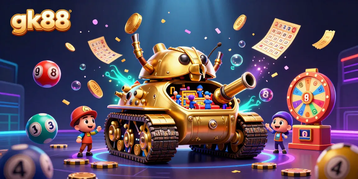 Win big with gk88 in this vibrant casino scene, featuring dynamic lottery elements.