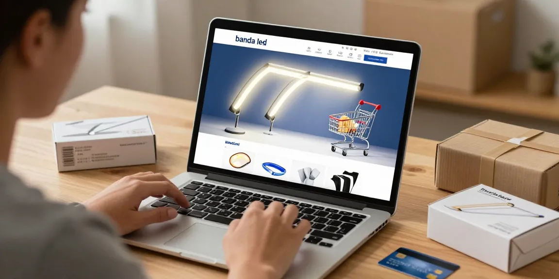A person shopping online for banda led, showcasing best deals and product reviews on an e-commerce platform.