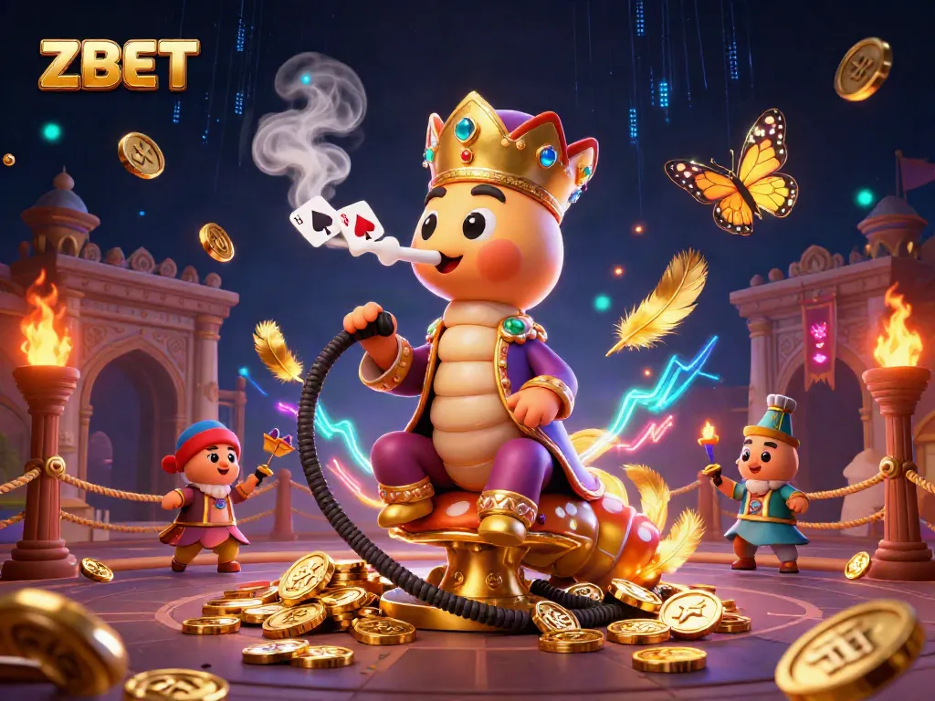 ZBET showcases a lively online casino scene with vibrant characters, engaging elements, and a rich atmosphere