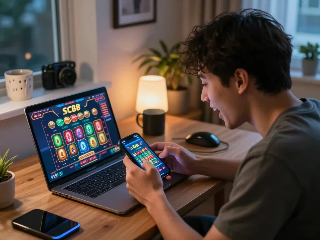 Engaging in the SC88 game on mobile, experiencing an exciting online casino session.