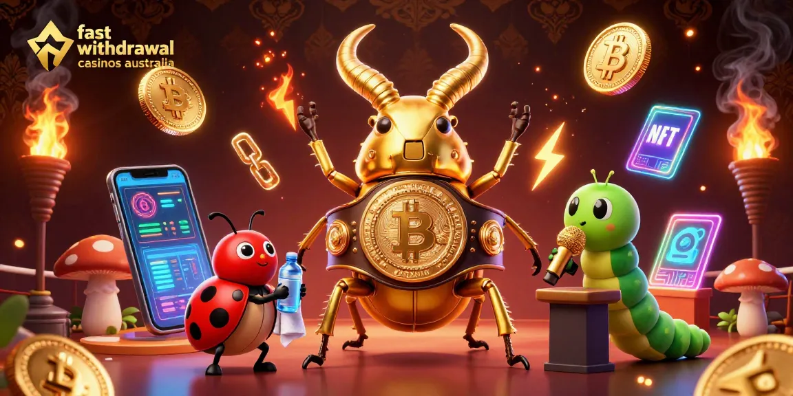Experience fast withdrawal casinos Australia with vibrant gaming elements and an engaging 3D illustration.