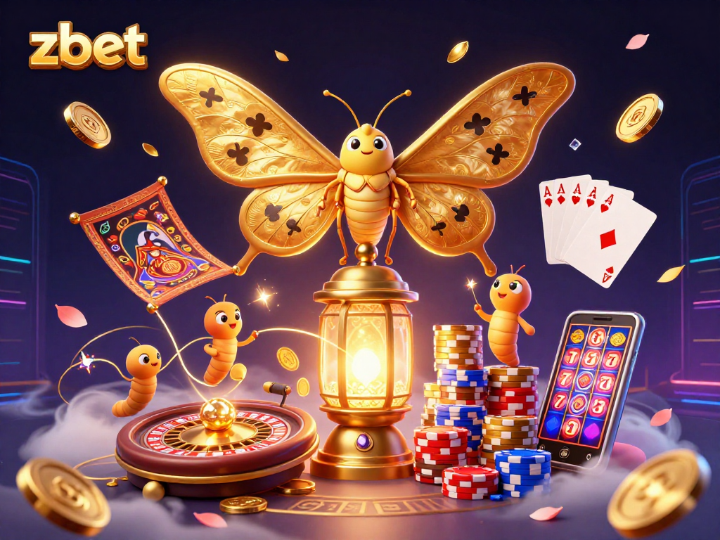 Zbet players enjoy a vibrant casino experience with golden motifs and lush gaming elements.