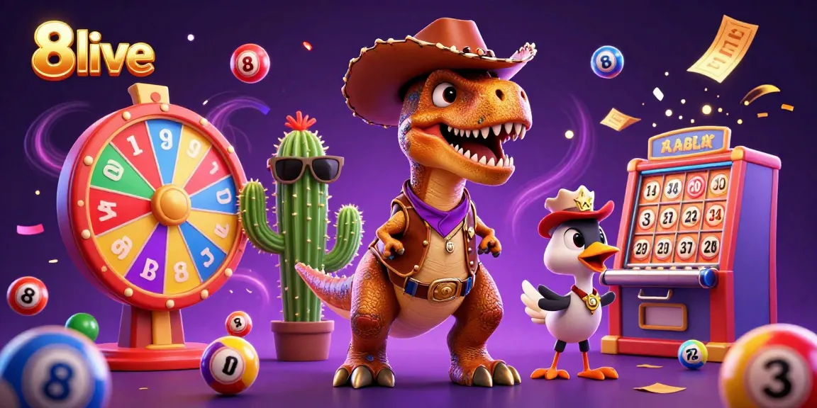 Experience the excitement of 8live casino gaming with dynamic lottery elements and lively characters.