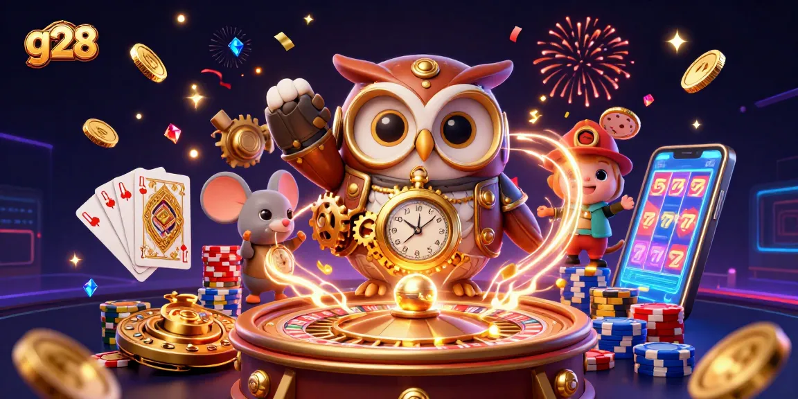Engage in thrilling gameplay with g28, featuring a fantastical 3D owl and casino elements.