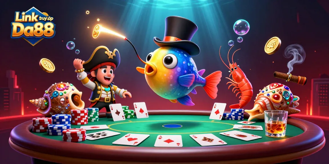 Engage with Link truy cập Da88, featuring a vibrant 3D underwater casino scene.