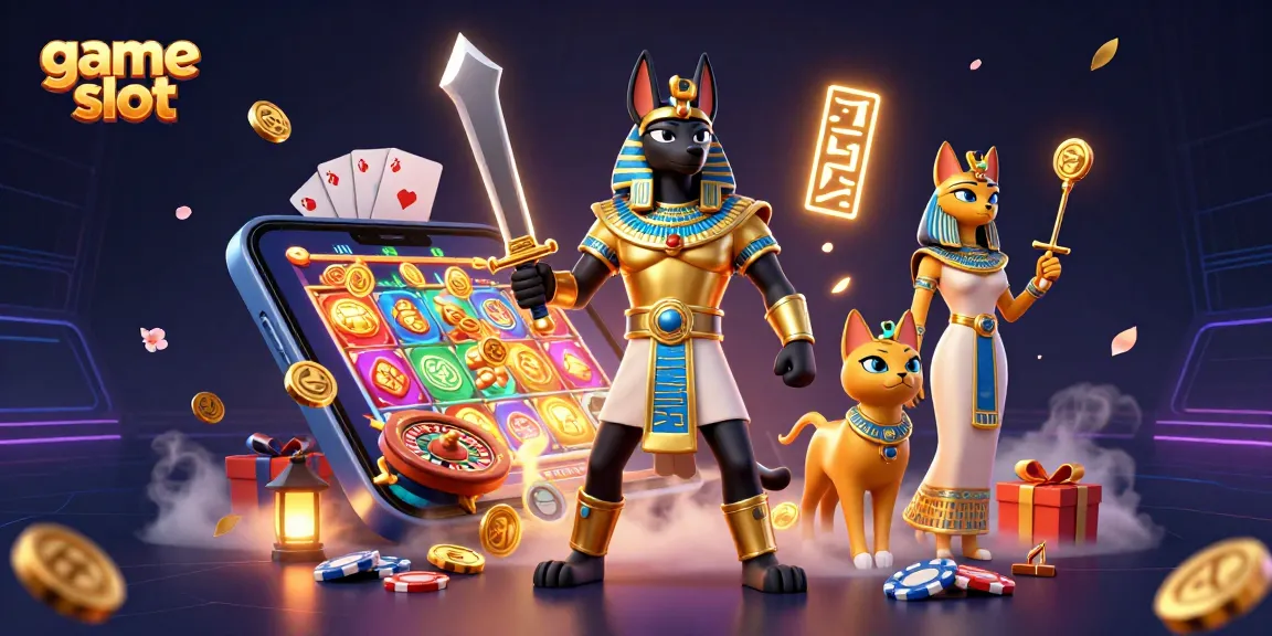 Experience the thrill of game slot action with spinning reels, glowing characters, and dynamic casino elements.