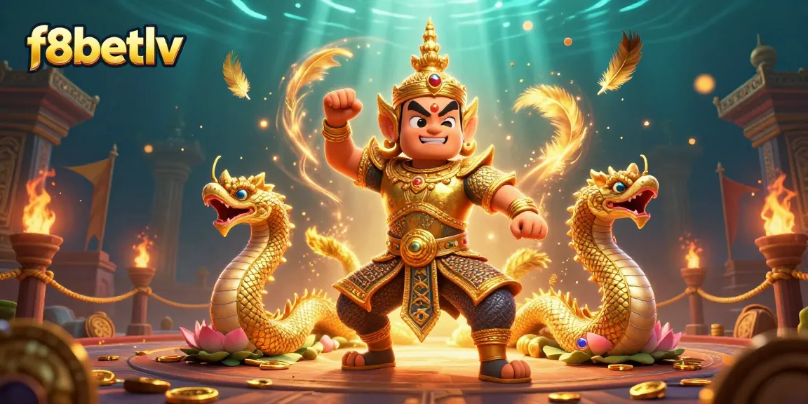 Join the excitement at f8betlv with vibrant casino characters and golden gaming elements!