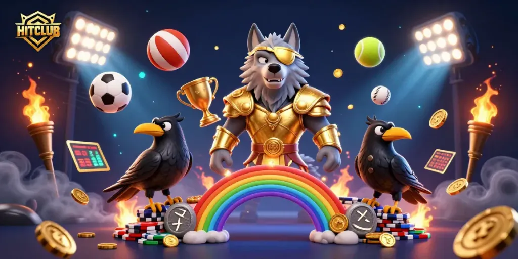 Boost your HITCLUB gaming with an exhilarating 3D casino scene featuring Norse mythology characters.