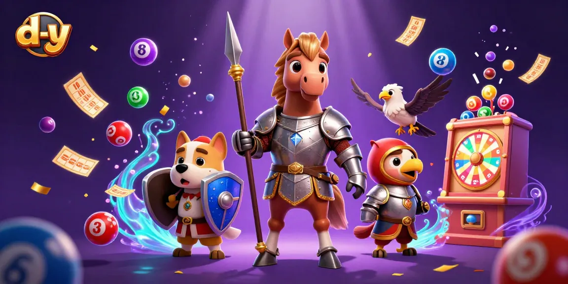 Engage in thrilling play at the d-y casino with vibrant lottery balls and action-packed scenes.