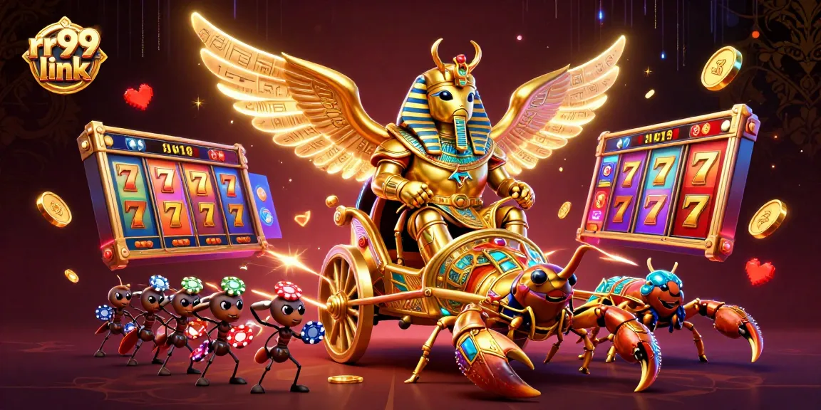 Engage with rr99 link by exploring vibrant slots and jackpot excitement in a 3D casino illustration.