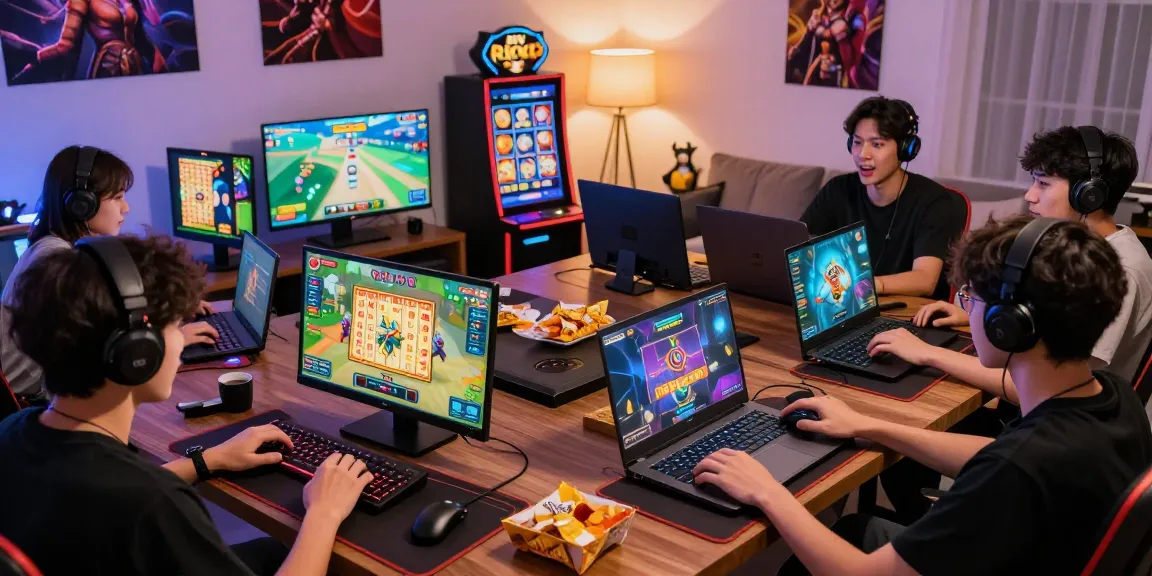 Engaging players enjoying the Rikvip gaming platform in a cozy living room.