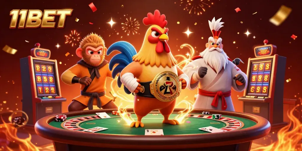 Experience the thrill of winning with 11BET through an extravagant casino scene.