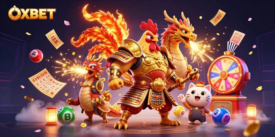 Experience OXBET's thrilling casino adventures with dynamic lottery elements and animated characters.