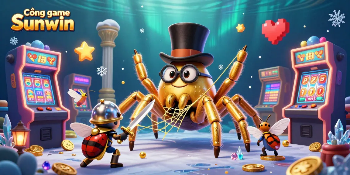 Cổng game Sunwin features a colorful 3D cartoon scene with unique gaming elements and characters in a vibrant casino atmosphere.