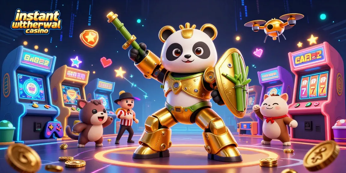 Experience the excitement of an instant withdrawal casino in this vibrant 3D scene, highlighting fast payouts.